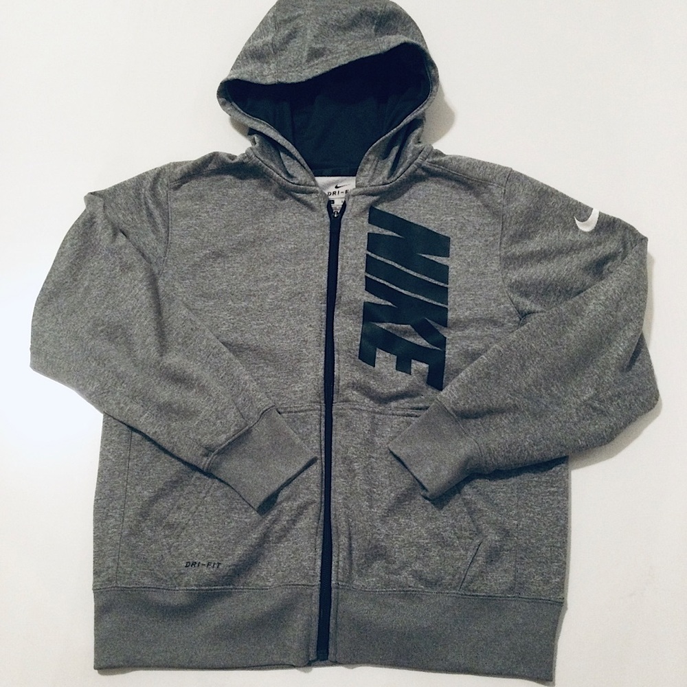 Nike Boys Gray Dri Fit Hoodie Large (14-16) - Picture 1 of 12
